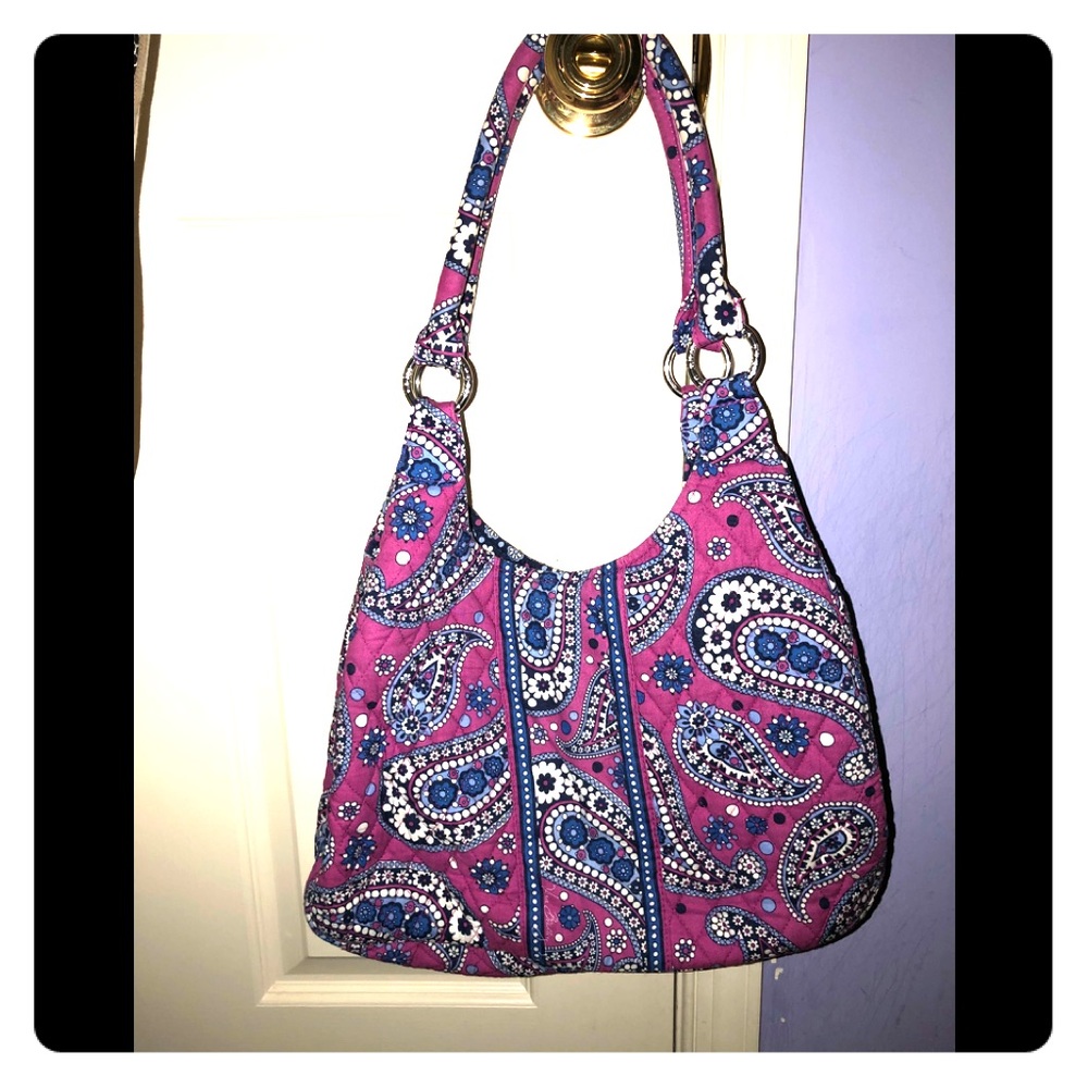 Vera Bradley pink-purple paisley shoulder bag.
